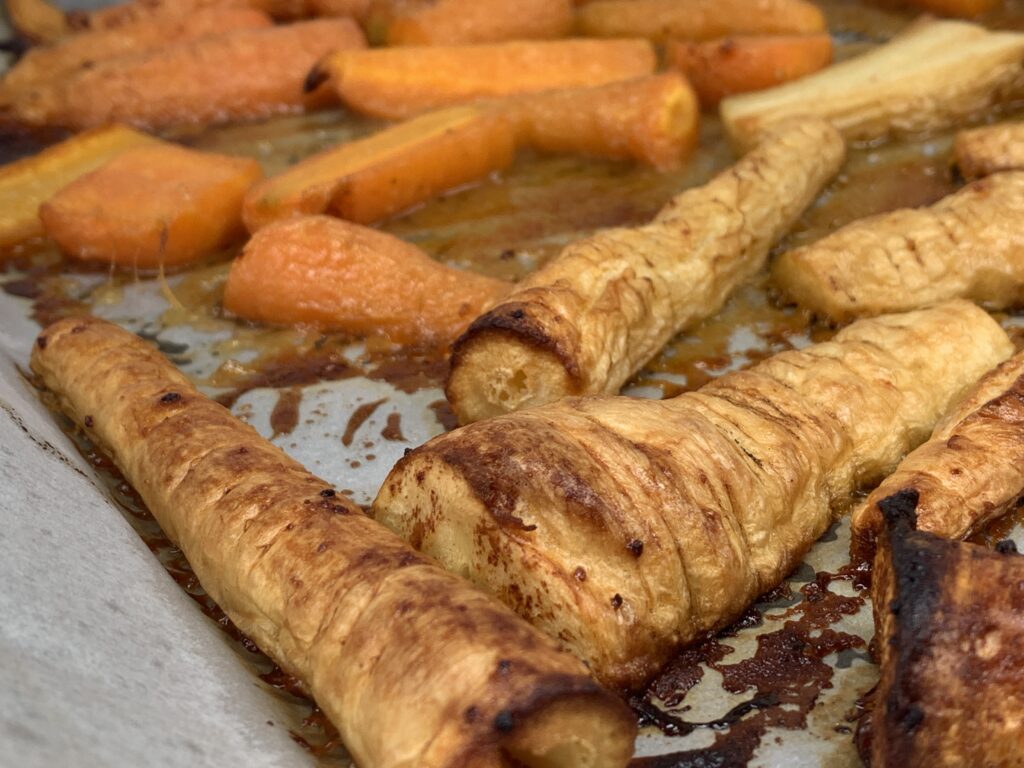 Honey roasted parsnips, mmm delicious